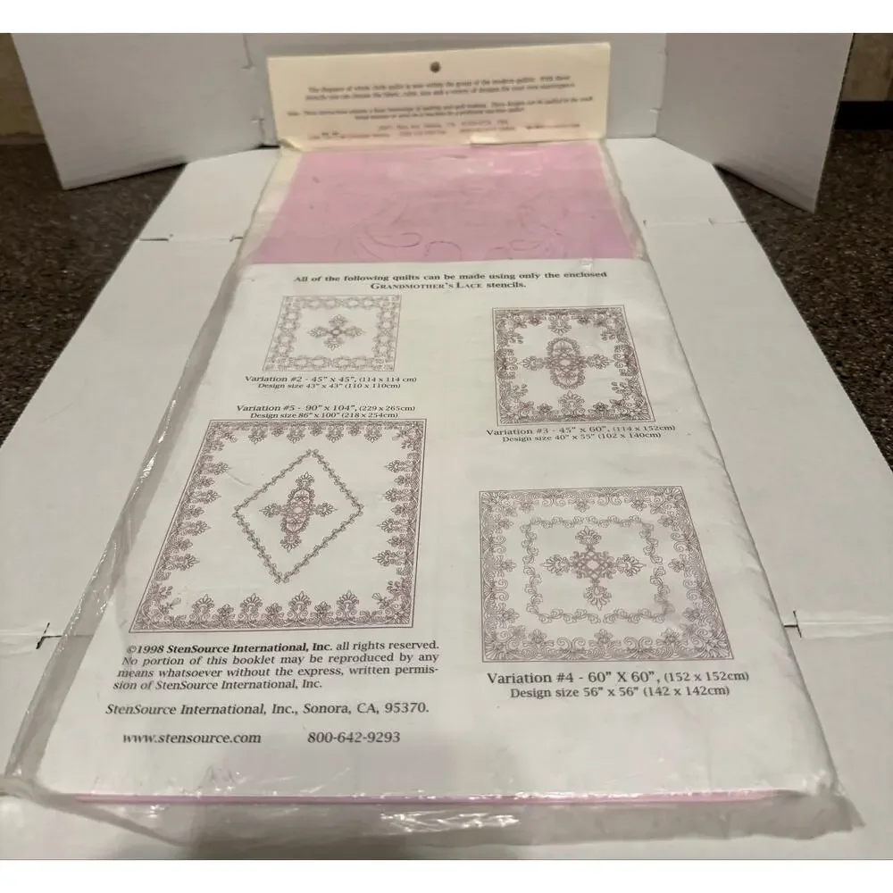 Vintage Grandmother’s Lace G1002 Whole Cloth Quilt Stencil Set New Sealed
